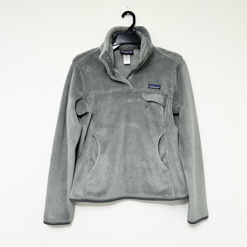 Patagonia Gray Fleece Jacket Women's Small Gray 1/4 Snap-T Pullover Re-Tool